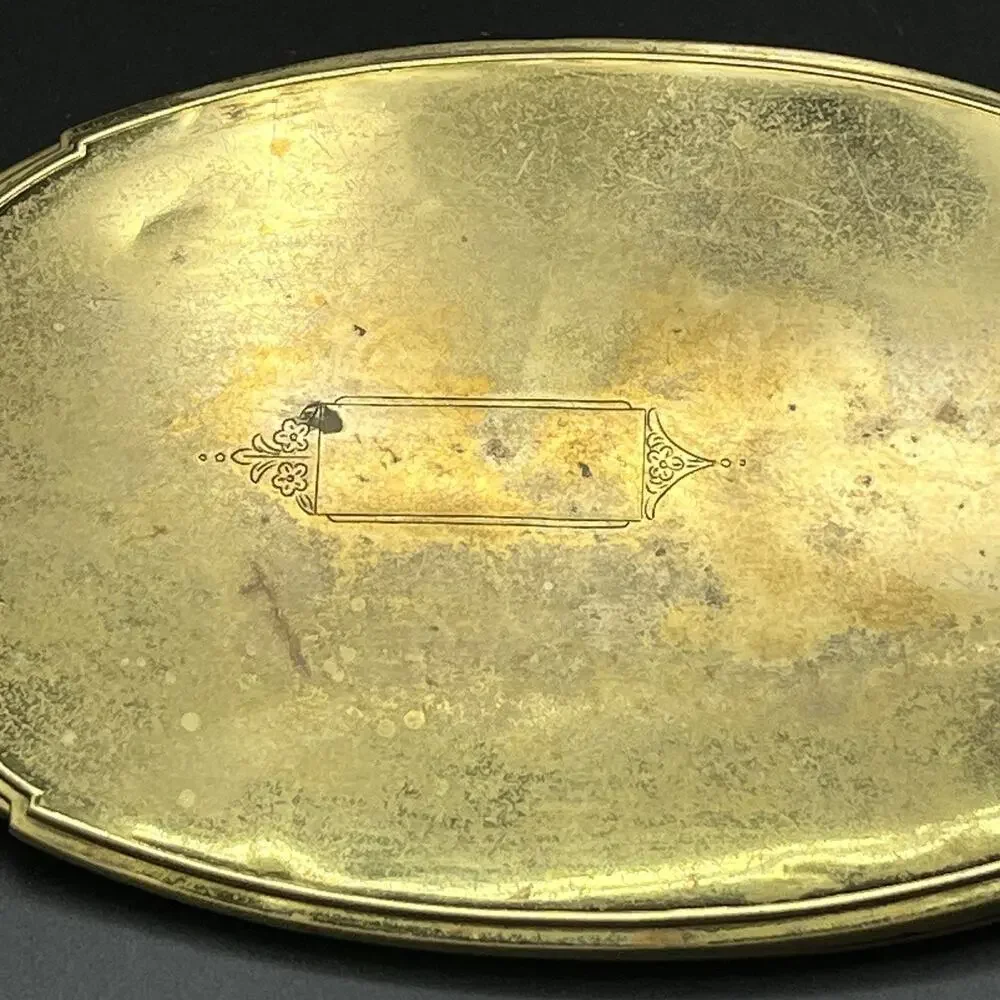 Vintage 1930s George Webster Co MIR-A-GOLD 24K Gold Plated Hand Vanity Mirror